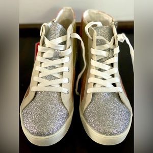 Kidpik Multicolor Metalllic Sparkle High Top Tennis Shoe